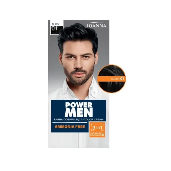 Boja za bradu, brkove i kosu Joanna Power Men – 01 Black